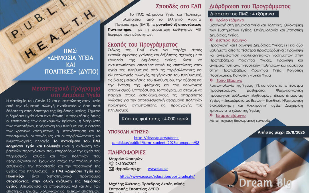 Πρόγραμμα Μεταπτυχιακών Σπουδών “Δημόσια Υγεία & Πολιτικές”